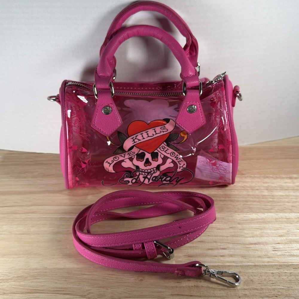 Ed Hardy Pink Skull Swim Beach Bag Satchel/Crossbody Bag Love Kills Slowly